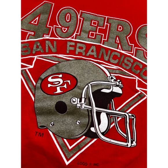Vintage 80’s San Francisco 49ers Niners T-Shirt Sz XL Champions' NFL Red Logo 7 - Picture 9 of 10